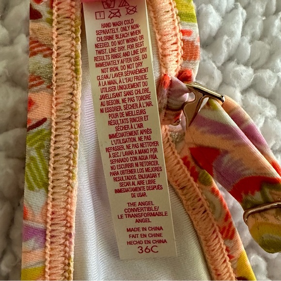 Victoria’s Secret Angel convertible push up bikini top orange floral ruched 36C - Picture 5 of 7